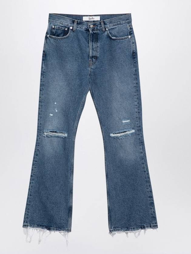 Light Blue Denim Jeans With Rips