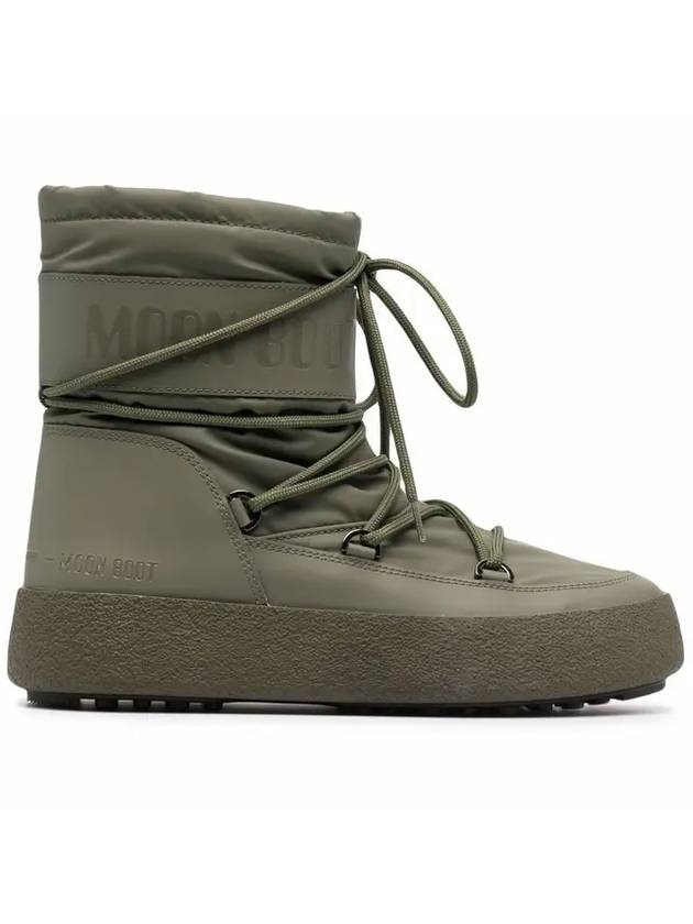 문부츠 로고 드로스트링 윈터 부츠 카키
