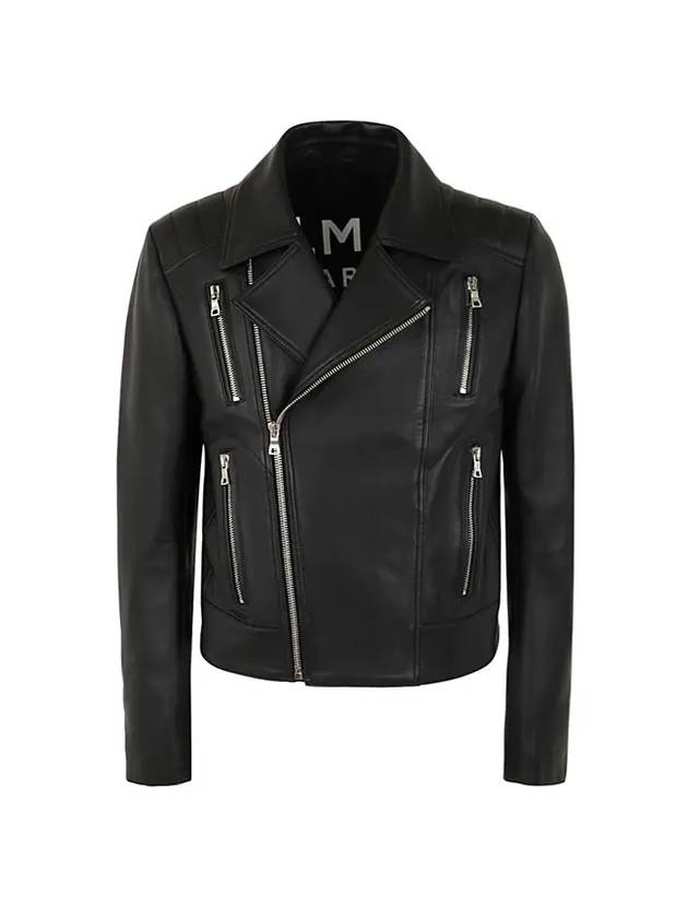 발망 지퍼 레더 가죽 자켓 블랙