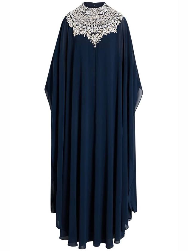 BEADED YOKE GEORGETTE CAFTAN GOWN