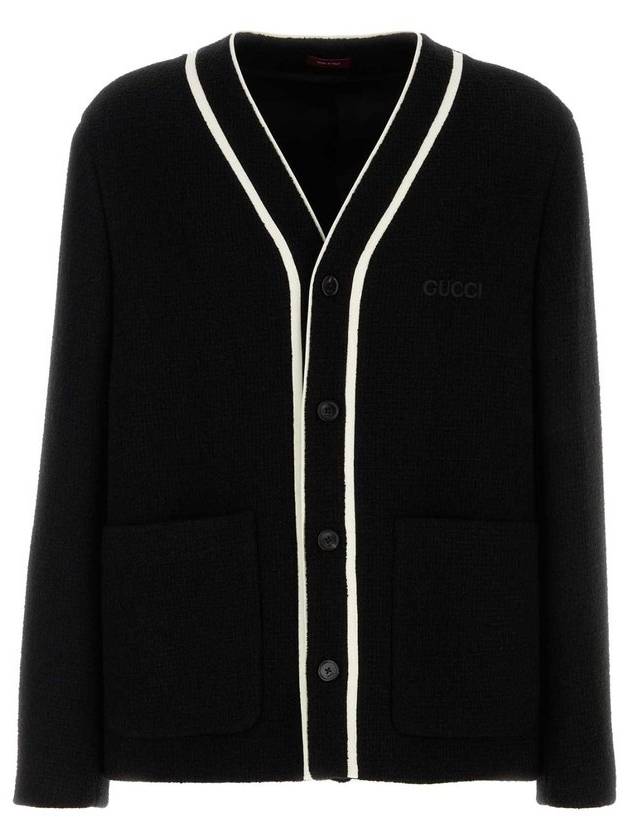 구찌 로고 자수 버튼업 니트 카디건