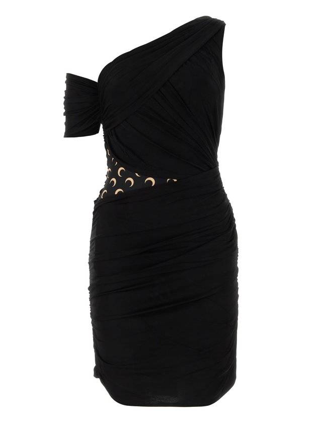 Marine Serre 크레센트 디테일 원숄더 드레스