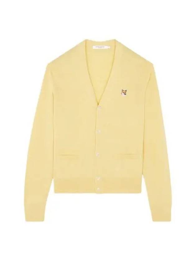 메종 키츠네 폭스 헤드 패치 클래식 가디건 소프트 옐로우 Maison Kitsune Fox Head Patch Classic Cardigan Soft Yellow