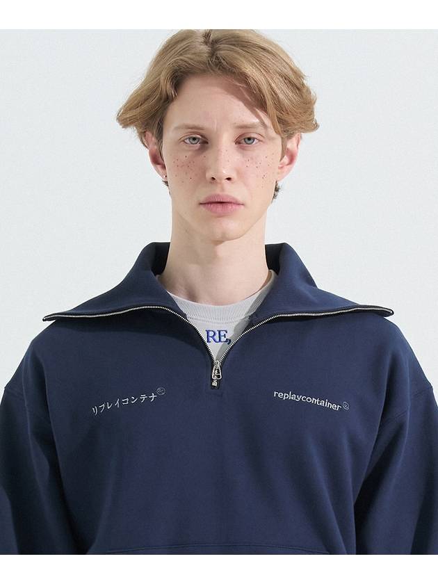 double logo long half zipup mtm navy