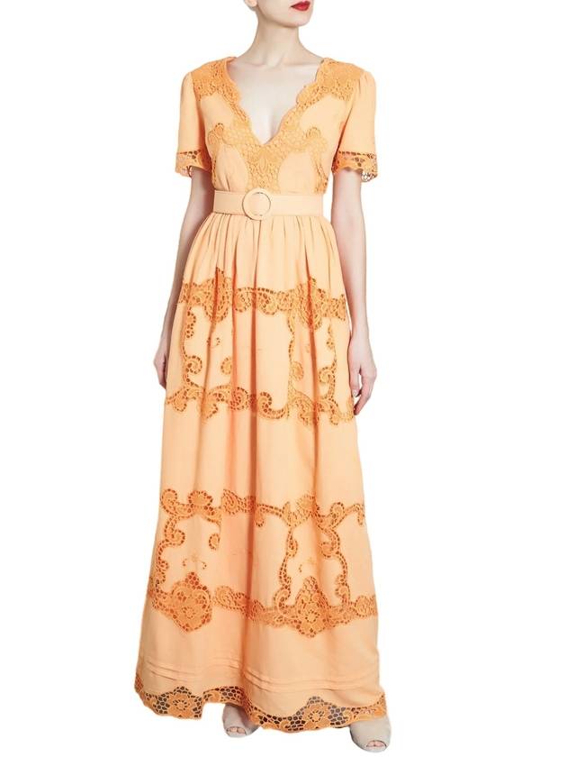 LOANNA COTTON-LINEN LACE DRESS