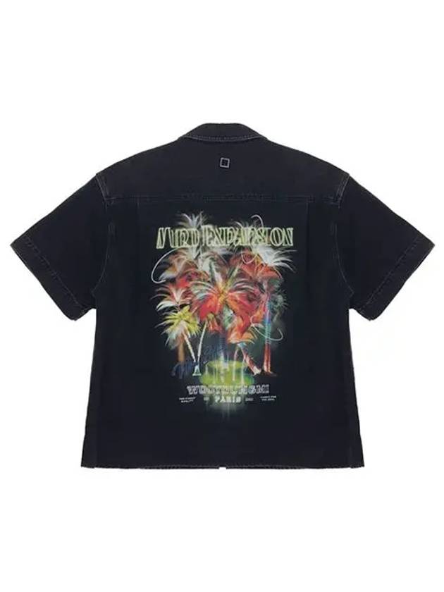 우영미 블랙 야자수 숏슬리브 데님 셔츠 W251SH29875B