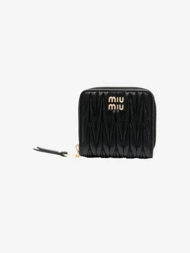 미우 미우 마테라쎄 집 어라운드 지갑 블랙 Miu Miu Matelasse Zip Around Wallet Black