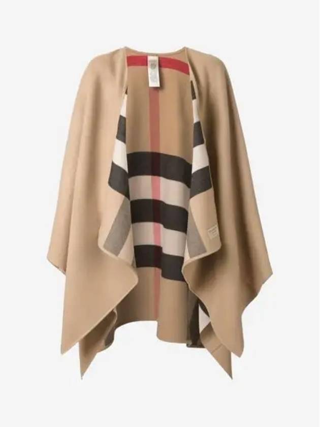 W 버버리 리버시블 체크 메리노 울 판초 카멜 W Burberry Reversible Check Merino Wool Poncho Camel