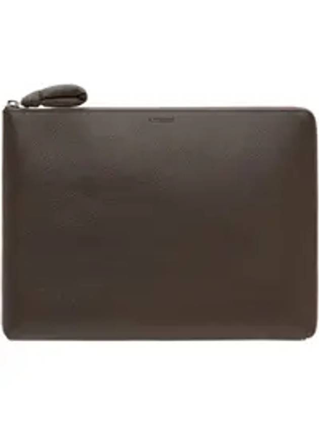 르메르 엠보스드 로고 그레인 레더 클러치 백 카키 브라운