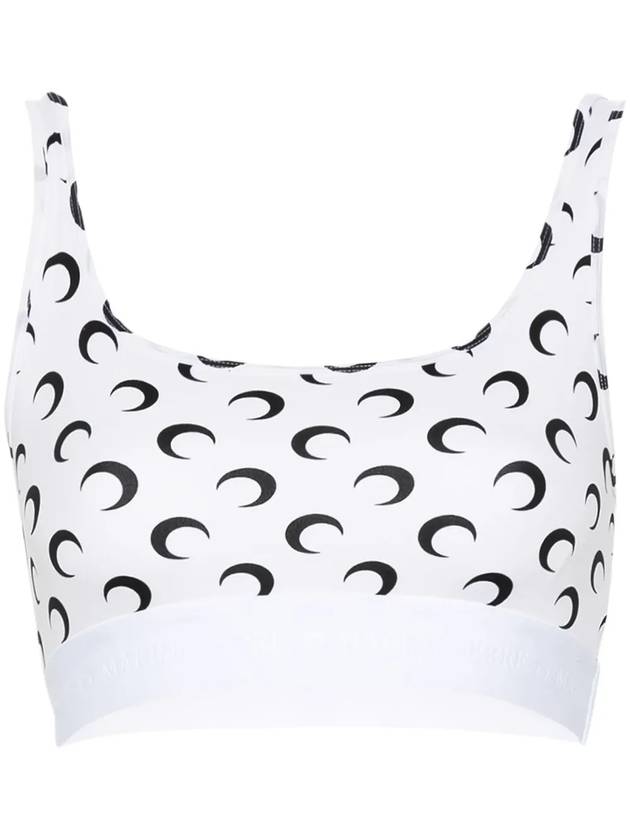 마린세르 올 오버 문 프린트 스포츠 브래지어 화이트