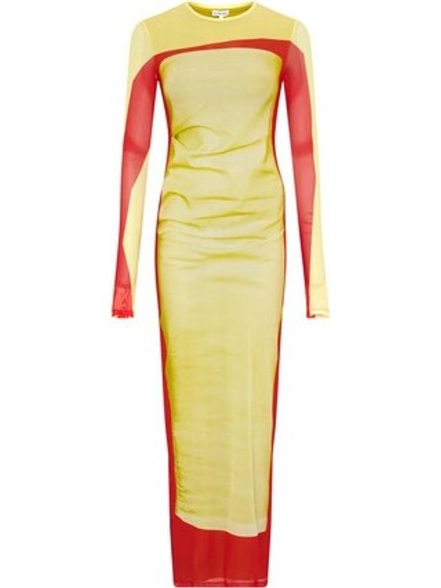 로에베 여성 튜브 Tube 메쉬 롱 원피스 레드 옐로우
