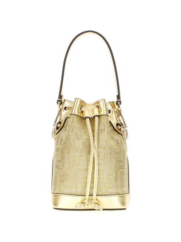 펜디 몬 트레소르 FF 크리스털 스터드 버킷 백 골드