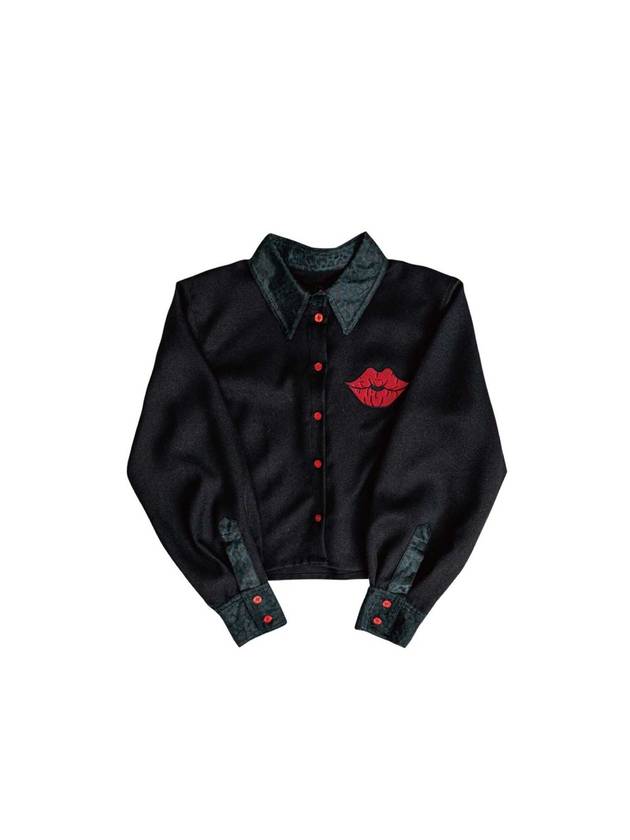 플레이 피 호피 크롭 셔츠 블랙