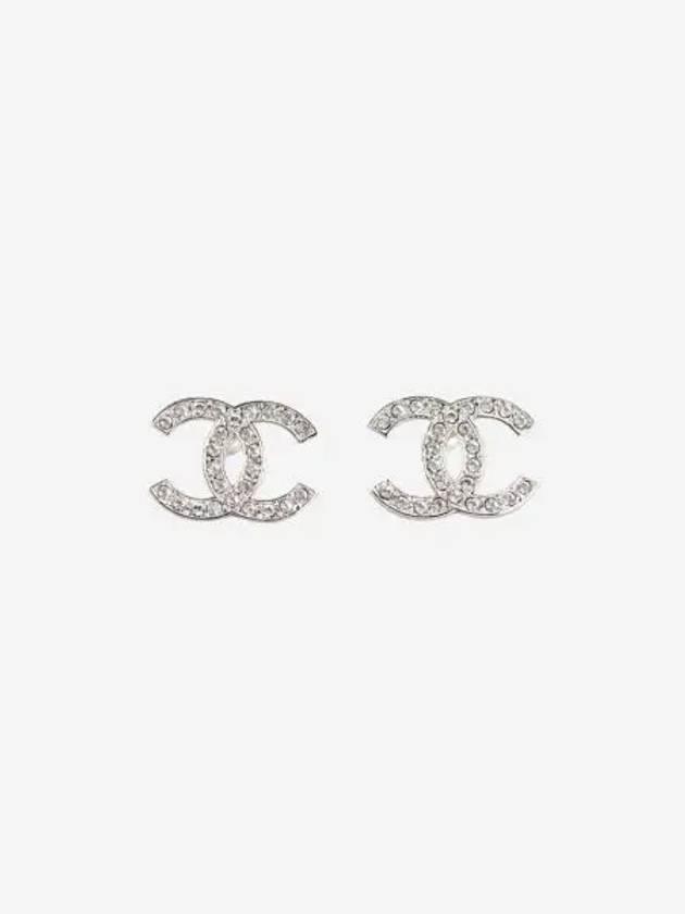 W 샤넬 이어링 메탈 디아만테 & 실버 크리스탈 W Chanel Earrings Metal Diamantes & Silver Crystal