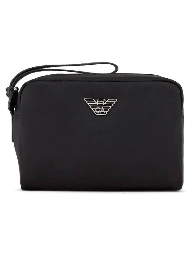 엠포리오 아르마니 은장 로고 나일론 파우치 백 블랙