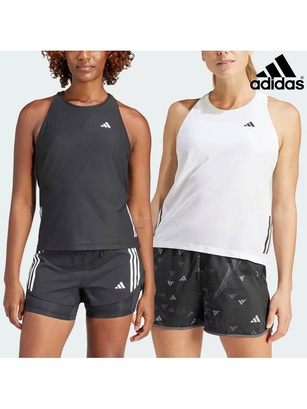 아디다스 여성 달리기 더런 탱크 탑 나시티셔츠 화이트 블랙