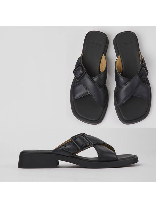 캠퍼 여성 다나 Dana 슬리퍼 레더 키높이 샌들 블랙