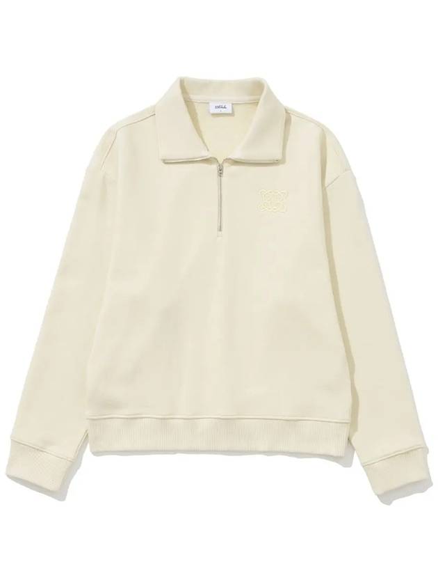 여성 세미오버핏 심볼로고 하프집업 스웨트셔츠 CREAM
