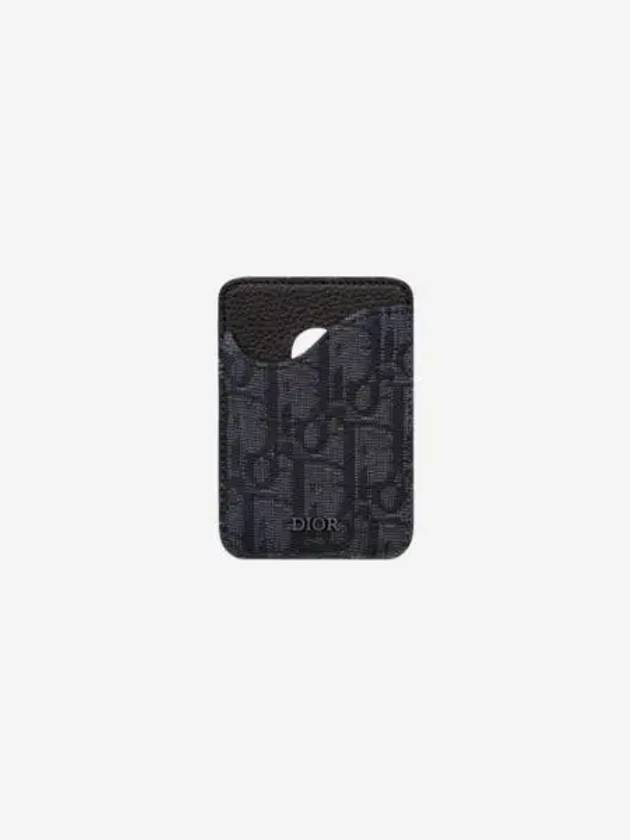 디올 새들 마그네틱 카드 홀더 그레인드 카프스킨 디올 오블리크 자카드 블랙 Dior Saddle Magnetic Card Holder Grained Calfskin Dior Oblique Jacquard Black