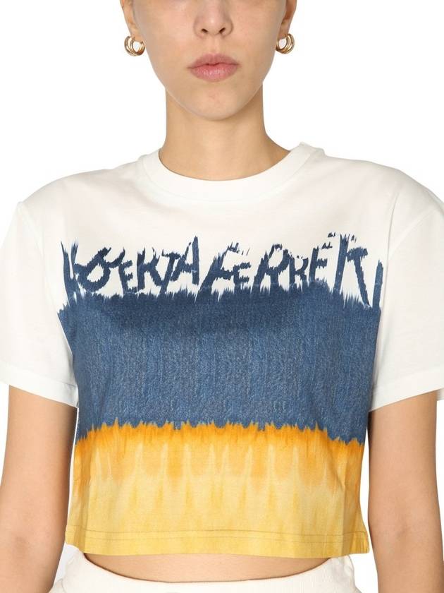 Alberta Ferretti 타이 다이 프린트 크롭 티셔츠 Alberta Ferretti Tie Dye Print Cropped T Shirt