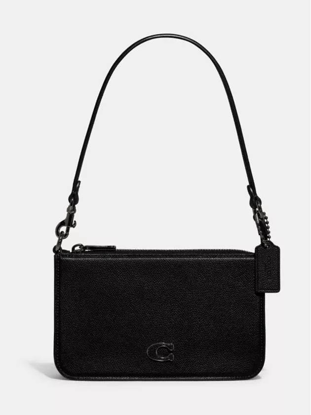 코치 파우치백 시그니쳐 캔버스 디테일 숄더백 Black