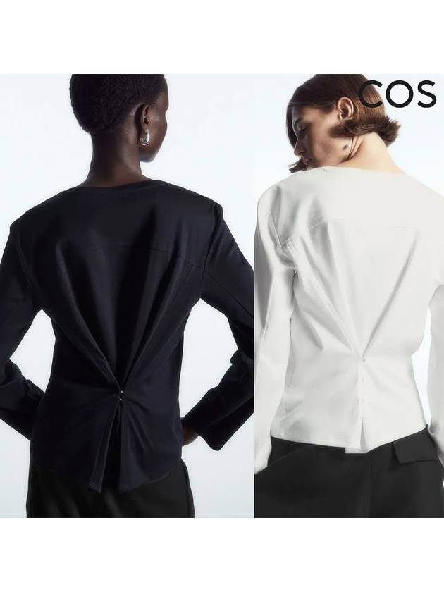 코스 클래식 허리 라인 탑 긴팔 스웨터 네이비 화이트