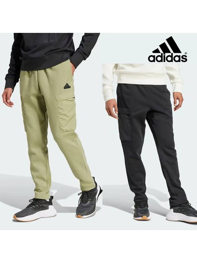 아디다스 바지 시티 플리스 카고 팬츠 텐트그린 블랙