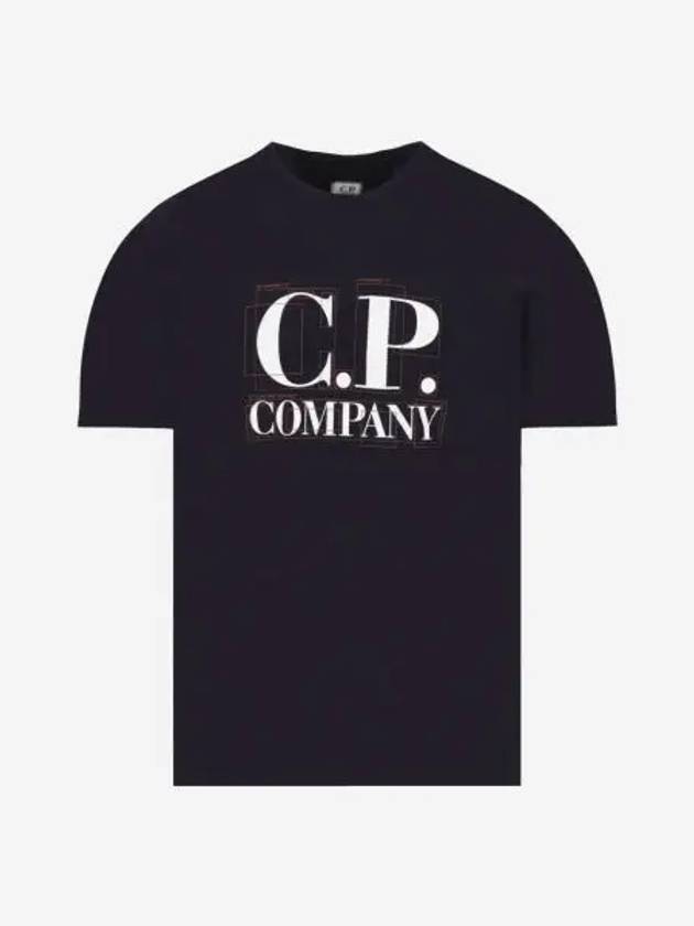 C.P. 컴퍼니 30 1 저지 라지 그래픽 로고 티셔츠 토탈 이클립스 블루 23SS C.P. Company 30 1 Jersey Large Graphic Logo T Shirt Total Eclipse Blue 23SS