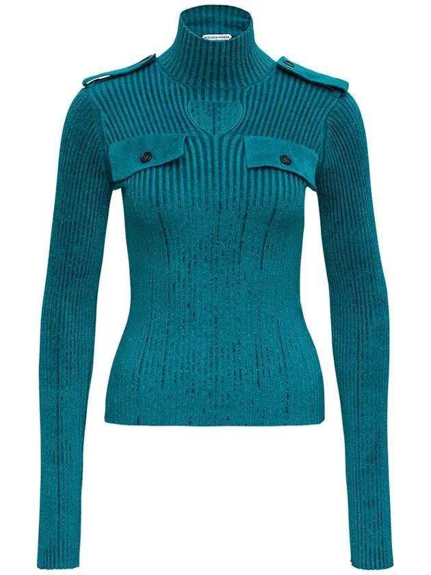 보테가베네타 컷아웃 디테일 터틀넥 블루