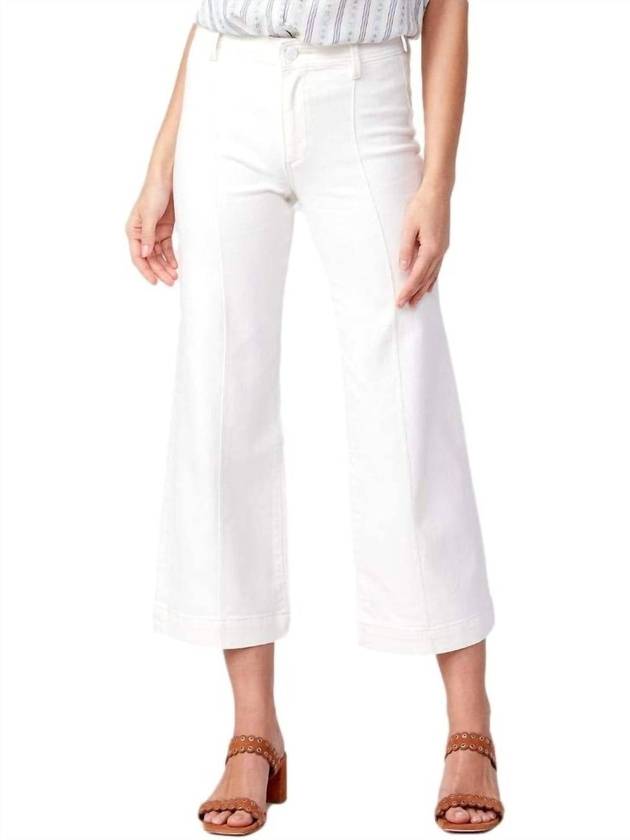 Anessa Hem 센터 프런트 핀턱 와이드 레그 진 골드 코스트 Anessa Hem Center Front Pintuck Wide Leg Jean In Gold Coast