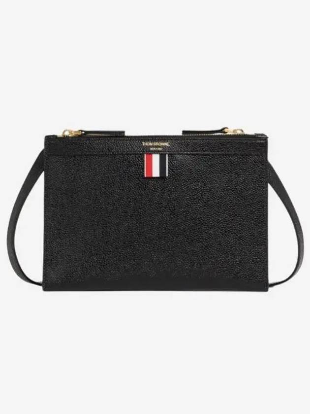 톰브라운 페블 그레인 레더 스몰 도큐먼트 홀더 크로스바디 블랙 Thom Browne Pebble Grain Leather Small Document Holder Crossbody Black
