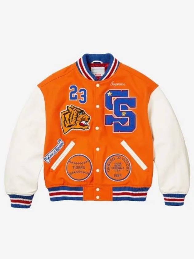 슈프림 타이거 바시티 자켓 오렌지 23FW Supreme Tiger Varsity Jacket Orange 23FW