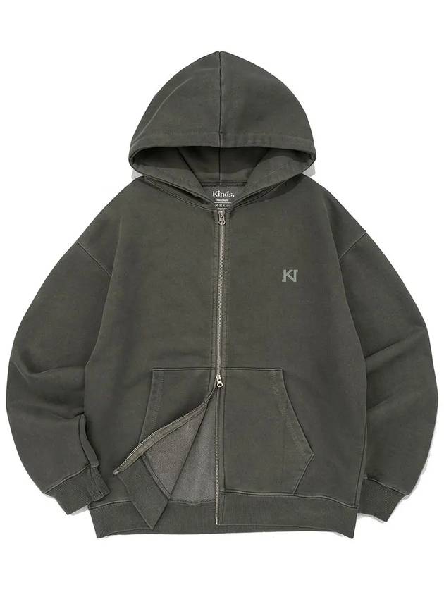 PIGMENT KINDS KN LOGO HOOD ZIP UP OLIVE