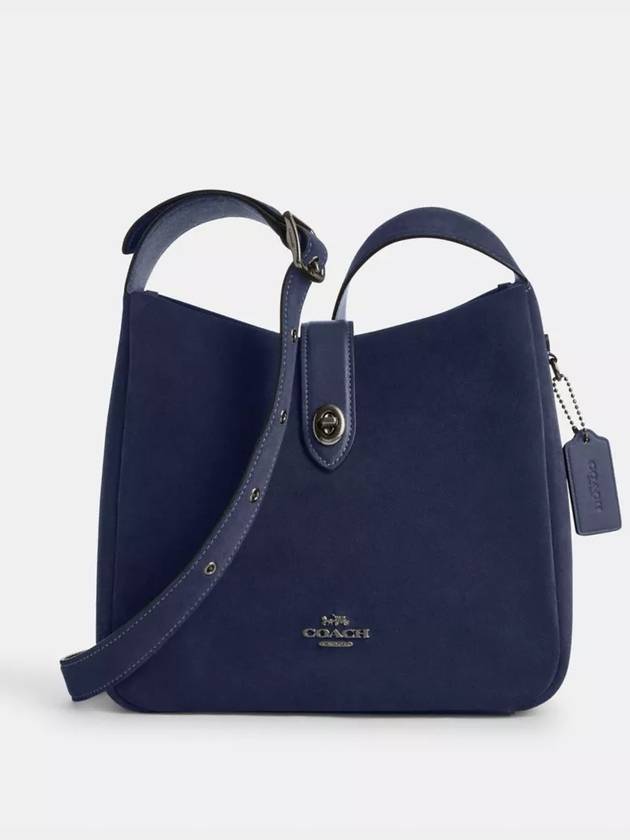 코치 해들리 컨버터블 스웨이드 크로스백 Black Antique Nickel True Navy