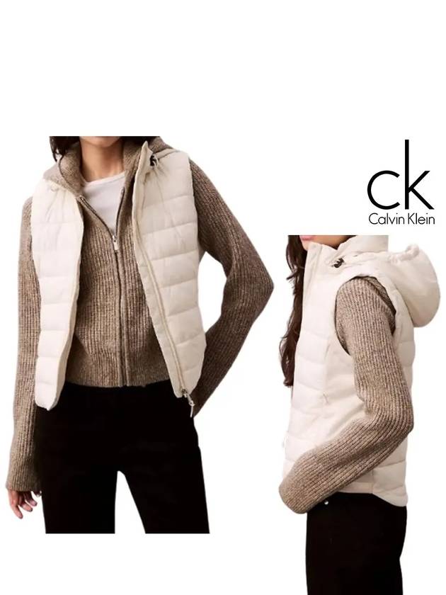 캘빈클라인 여성 나일론 패딩 푸퍼 조끼 자켓 아이보리