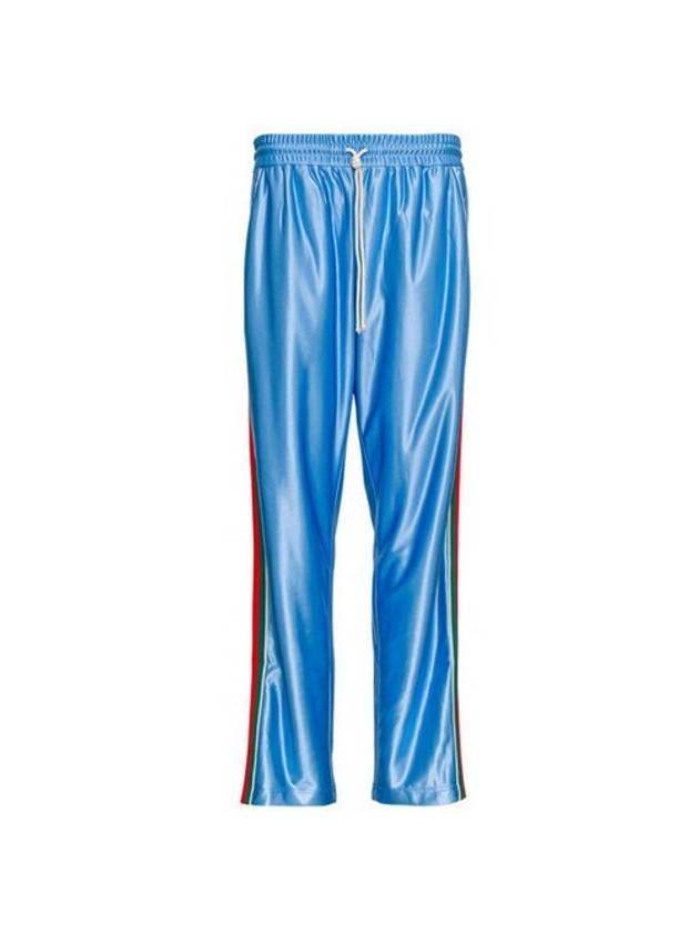 구찌 옆라인 포인트 트랙 팬츠 블루