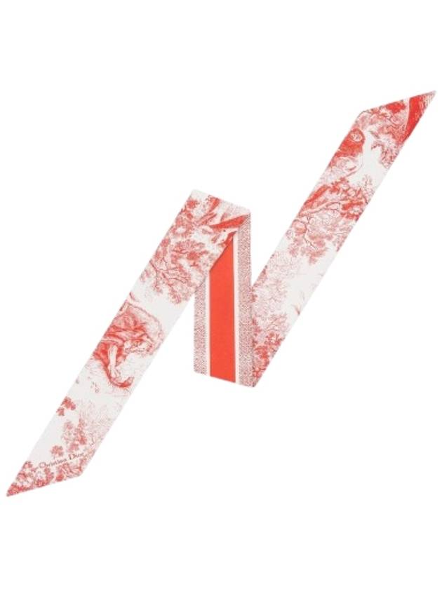 디올 리비에라 트왈 드 주이 소바쥬 미차 스카프 실크 트윌 화이트 코랄 15JOU106I602 315