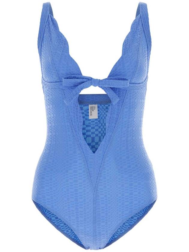 23SS 리사마리페르난데즈 Cerulean 블루 stretch seersucker Scallop 보우 스윔 수트 2023SP410AS AZURE