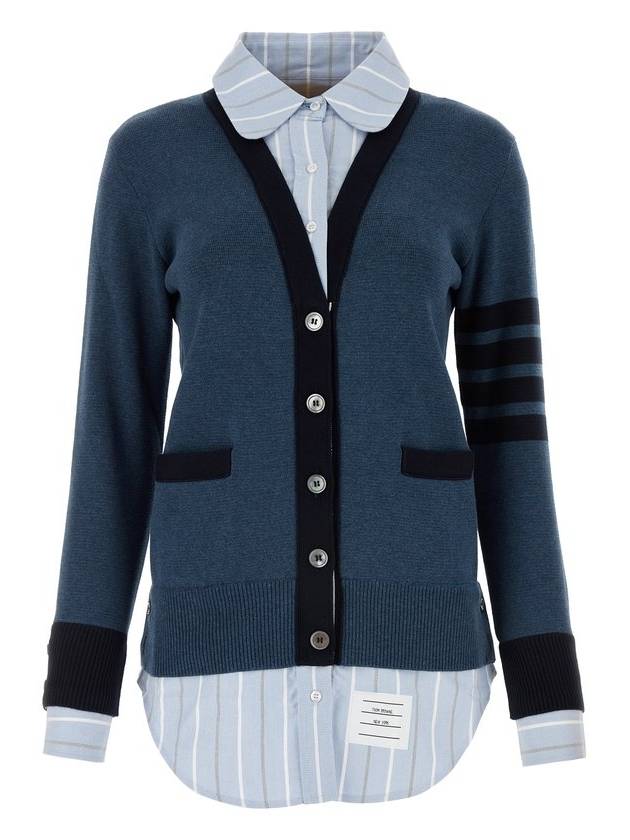 톰브라운 밀라노 옥스퍼드 레이어드 셔츠 카디건