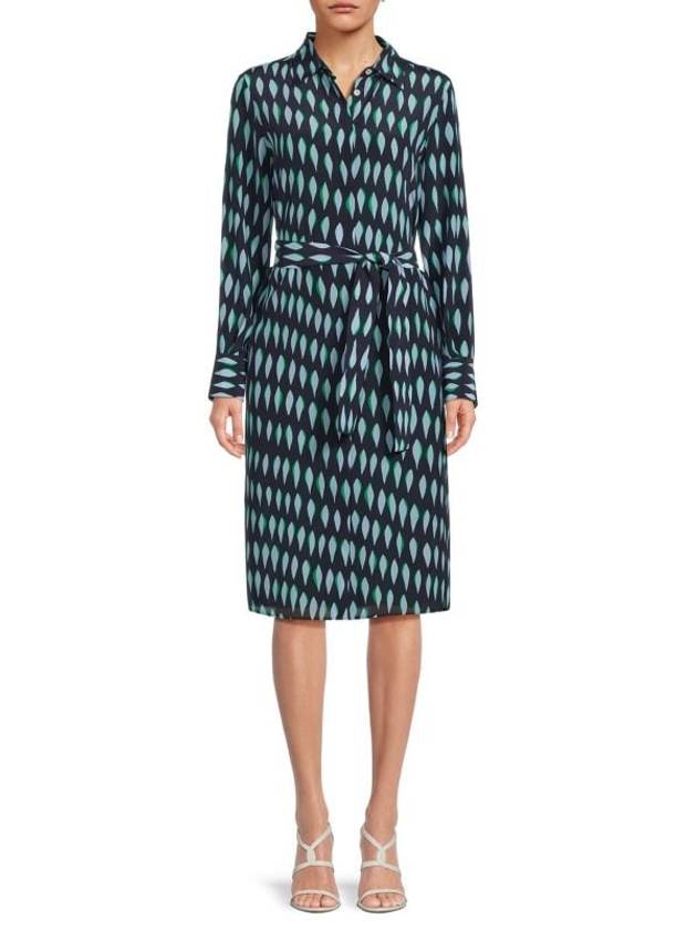 프린트 실크 셔츠 드레스 Print Silk Shirt Dress