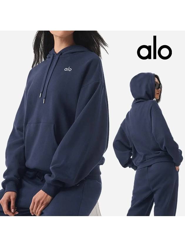 알로 후드 아콜레이드 탑 티셔츠 네이비