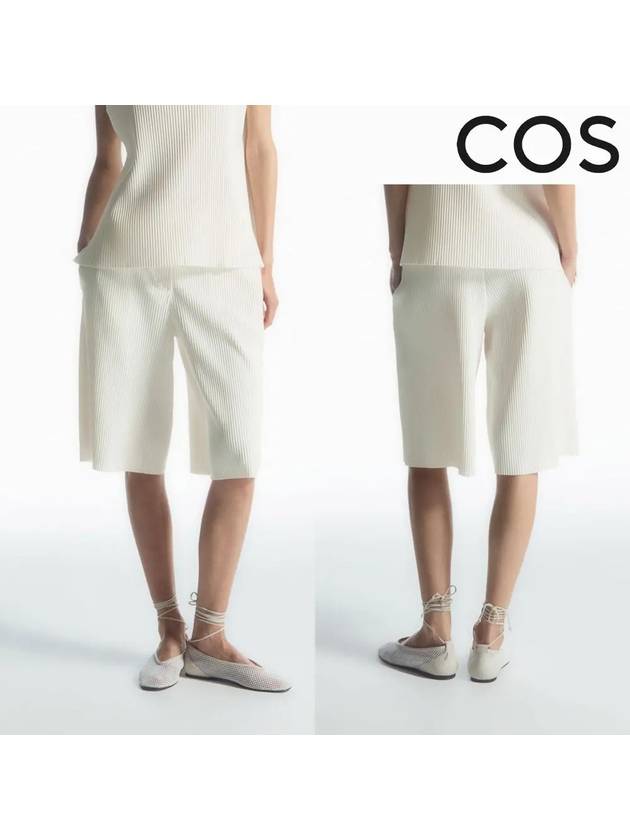코스 반바지 버뮤다 플리츠 쇼츠 아이보리
