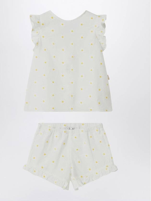 Two-piece White Set With Floral Embroidery