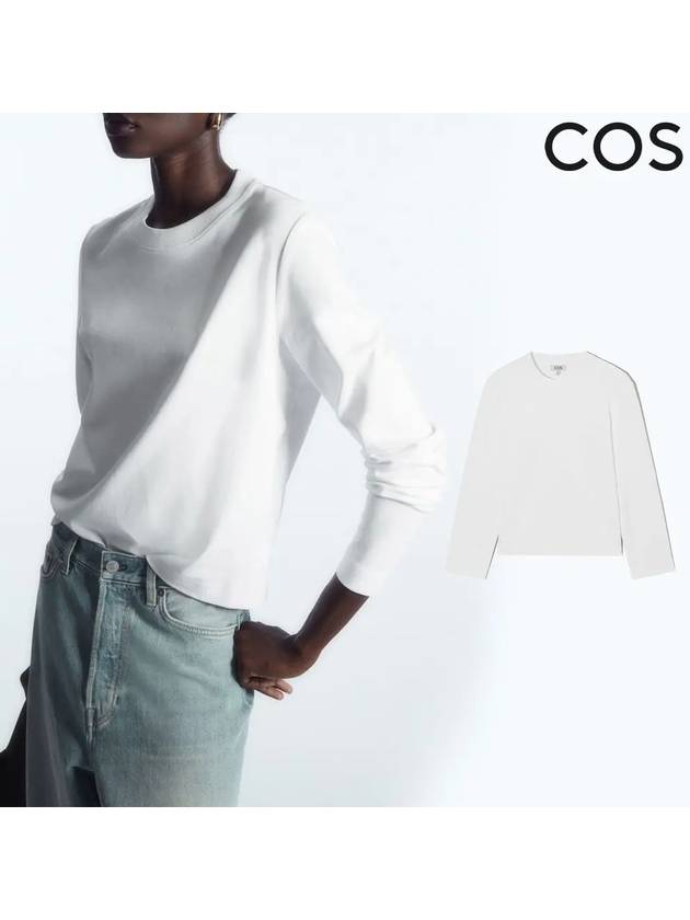 코스 클래식 저지 크롭 탑 긴팔티셔츠 화이트