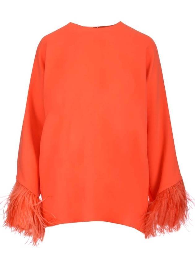 발렌티노 실크 트리밍 블라우스 오렌지