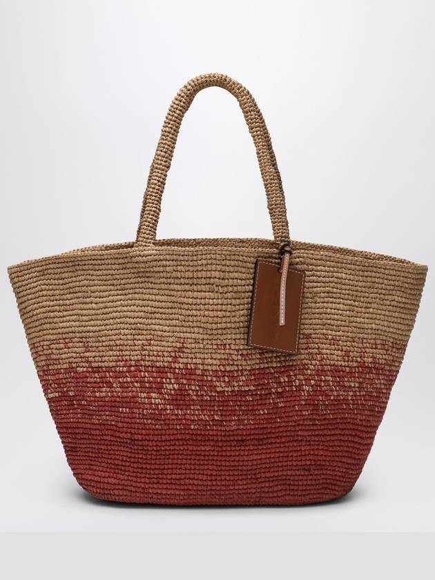 Manebi Large tote in shaded rust-colored raffia
