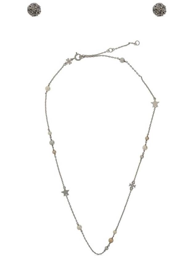 토리버치 키라 목걸이 앤 스터드 귀걸이 세트 실버