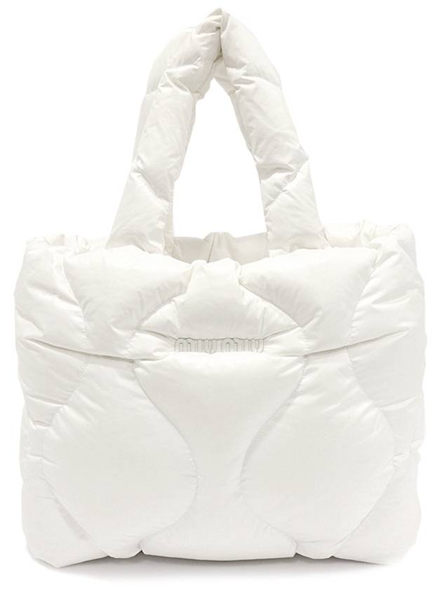 MiuMiu 미우미우 5BG240 화이트 나일론 퀄팅 패딩 토트백