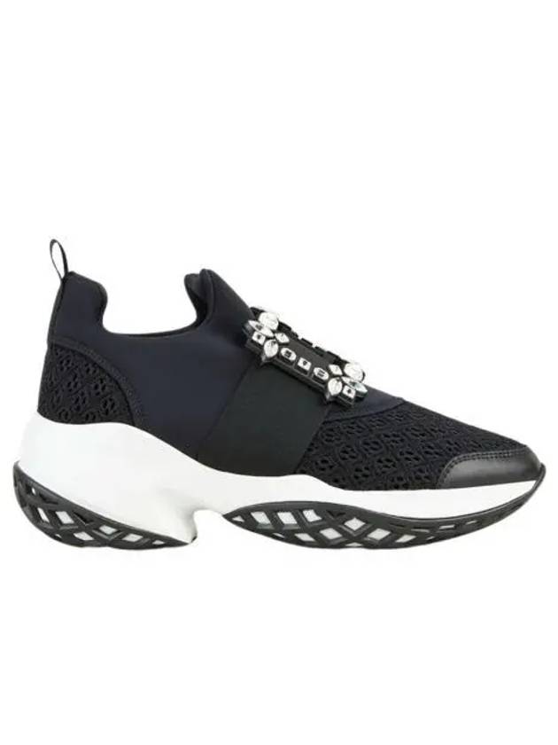 W 로저 비비에 비브 런 스트라스 버클 스니커즈 테크니컬 패브릭 블랙 W Roger Vivier Viv' Run Strass Buckle Sneakers in Technical Fabrics Black