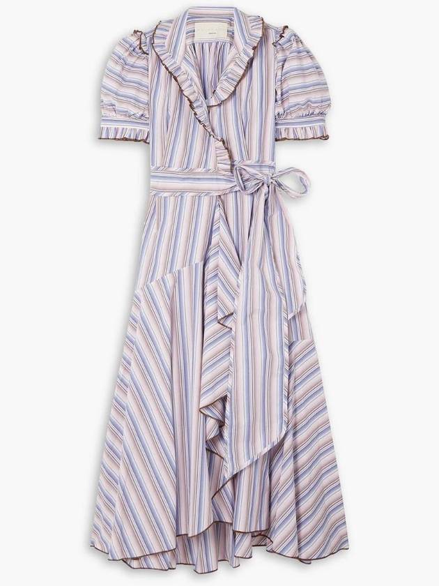 NB07 ANNA MASON 여성 원피스 Stella ruffled striped cotton poplin midi wrap dress